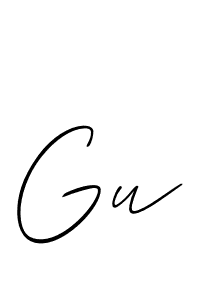 if you are searching for the best signature style for your name Gu. so please give up your signature search. here we have designed multiple signature styles  using Allison_Script. Gu signature style 2 images and pictures png