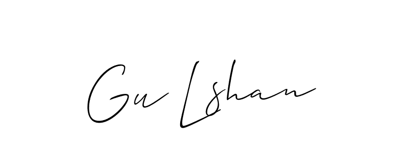 The best way (Allison_Script) to make a short signature is to pick only two or three words in your name. The name Gu Lshan include a total of six letters. For converting this name. Gu Lshan signature style 2 images and pictures png