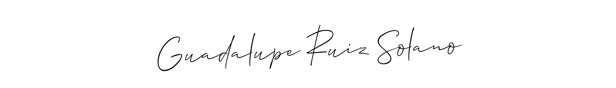 Allison_Script is a professional signature style that is perfect for those who want to add a touch of class to their signature. It is also a great choice for those who want to make their signature more unique. Get Guadalupe Ruiz Solano name to fancy signature for free. Guadalupe Ruiz Solano signature style 2 images and pictures png