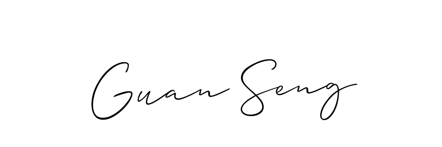 if you are searching for the best signature style for your name Guan Seng. so please give up your signature search. here we have designed multiple signature styles  using Allison_Script. Guan Seng signature style 2 images and pictures png