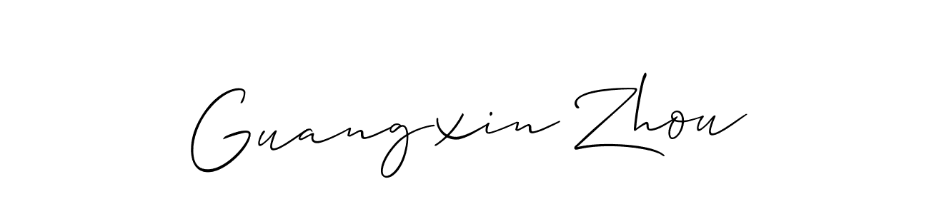 Create a beautiful signature design for name Guangxin Zhou. With this signature (Allison_Script) fonts, you can make a handwritten signature for free. Guangxin Zhou signature style 2 images and pictures png