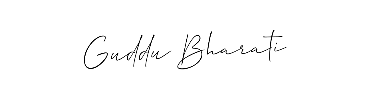 Allison_Script is a professional signature style that is perfect for those who want to add a touch of class to their signature. It is also a great choice for those who want to make their signature more unique. Get Guddu Bharati name to fancy signature for free. Guddu Bharati signature style 2 images and pictures png