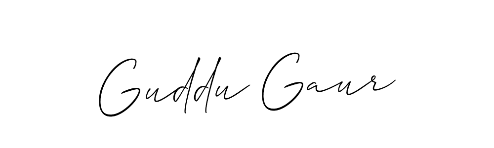 How to Draw Guddu Gaur signature style? Allison_Script is a latest design signature styles for name Guddu Gaur. Guddu Gaur signature style 2 images and pictures png