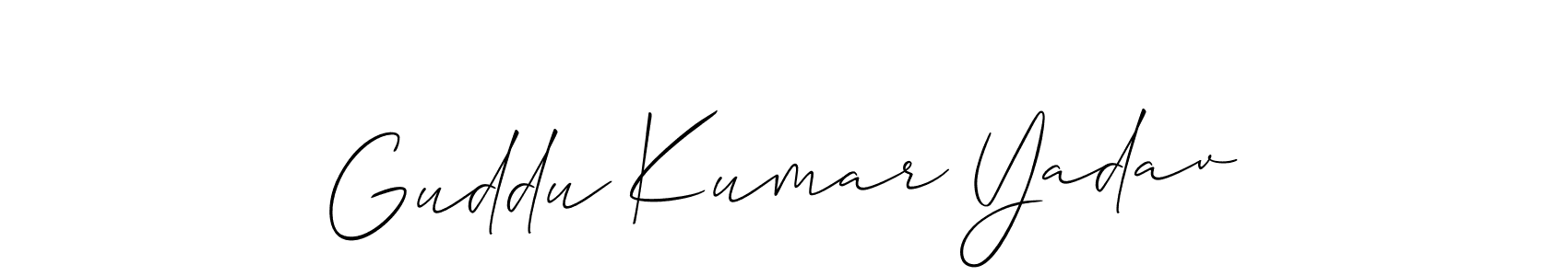 It looks lik you need a new signature style for name Guddu Kumar Yadav. Design unique handwritten (Allison_Script) signature with our free signature maker in just a few clicks. Guddu Kumar Yadav signature style 2 images and pictures png