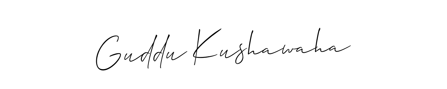 Create a beautiful signature design for name Guddu Kushawaha. With this signature (Allison_Script) fonts, you can make a handwritten signature for free. Guddu Kushawaha signature style 2 images and pictures png
