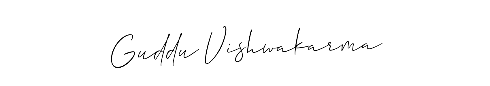 Allison_Script is a professional signature style that is perfect for those who want to add a touch of class to their signature. It is also a great choice for those who want to make their signature more unique. Get Guddu Vishwakarma name to fancy signature for free. Guddu Vishwakarma signature style 2 images and pictures png