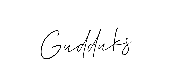 Create a beautiful signature design for name Gudduks. With this signature (Allison_Script) fonts, you can make a handwritten signature for free. Gudduks signature style 2 images and pictures png
