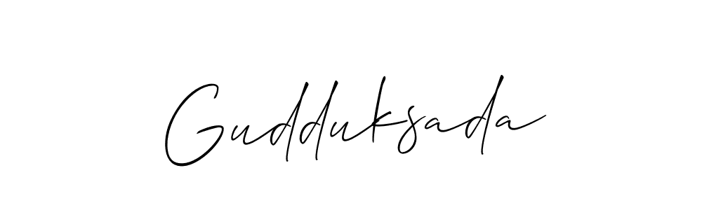 Allison_Script is a professional signature style that is perfect for those who want to add a touch of class to their signature. It is also a great choice for those who want to make their signature more unique. Get Gudduksada name to fancy signature for free. Gudduksada signature style 2 images and pictures png