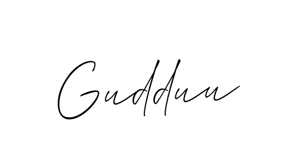 Design your own signature with our free online signature maker. With this signature software, you can create a handwritten (Allison_Script) signature for name Gudduu. Gudduu signature style 2 images and pictures png