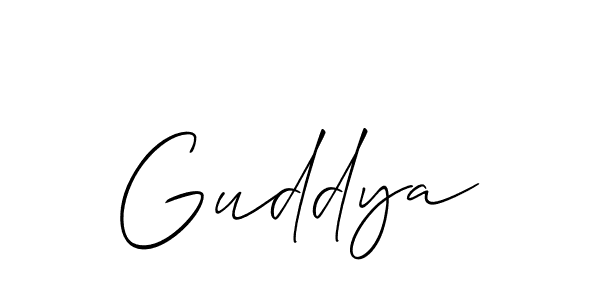 if you are searching for the best signature style for your name Guddya. so please give up your signature search. here we have designed multiple signature styles  using Allison_Script. Guddya signature style 2 images and pictures png