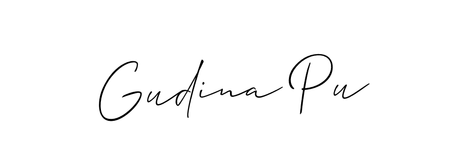 Allison_Script is a professional signature style that is perfect for those who want to add a touch of class to their signature. It is also a great choice for those who want to make their signature more unique. Get Gudina Pu name to fancy signature for free. Gudina Pu signature style 2 images and pictures png