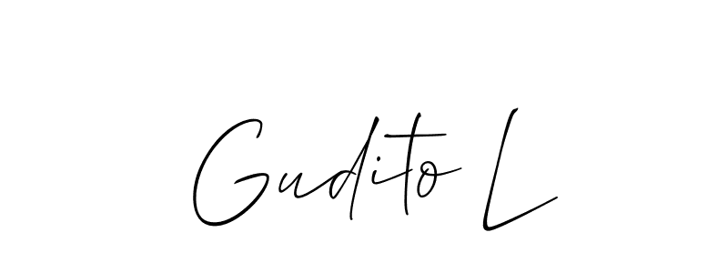 It looks lik you need a new signature style for name Gudito L. Design unique handwritten (Allison_Script) signature with our free signature maker in just a few clicks. Gudito L signature style 2 images and pictures png