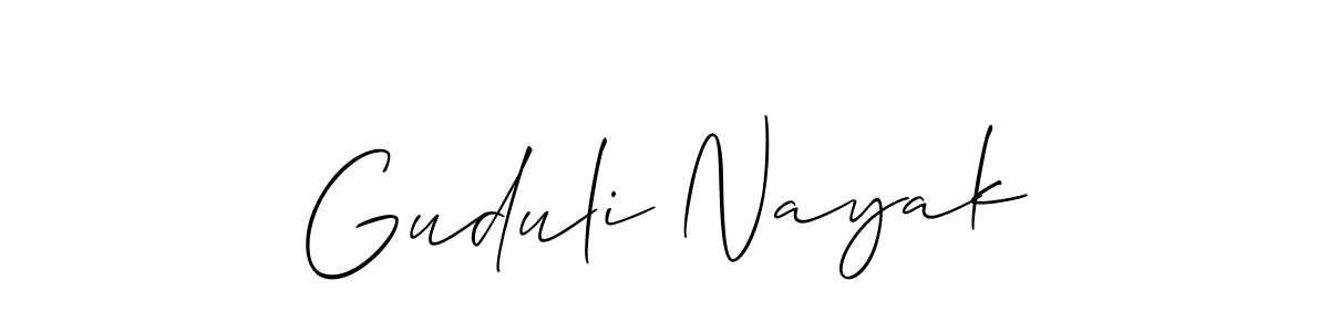 Also You can easily find your signature by using the search form. We will create Guduli Nayak name handwritten signature images for you free of cost using Allison_Script sign style. Guduli Nayak signature style 2 images and pictures png