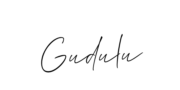 Make a beautiful signature design for name Gudulu. With this signature (Allison_Script) style, you can create a handwritten signature for free. Gudulu signature style 2 images and pictures png