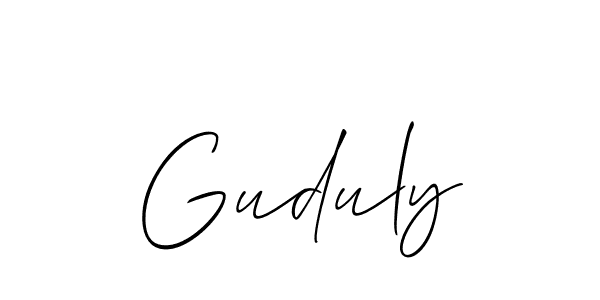 How to make Guduly signature? Allison_Script is a professional autograph style. Create handwritten signature for Guduly name. Guduly signature style 2 images and pictures png