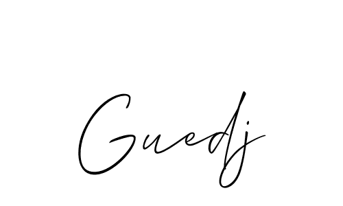 It looks lik you need a new signature style for name Guedj. Design unique handwritten (Allison_Script) signature with our free signature maker in just a few clicks. Guedj signature style 2 images and pictures png