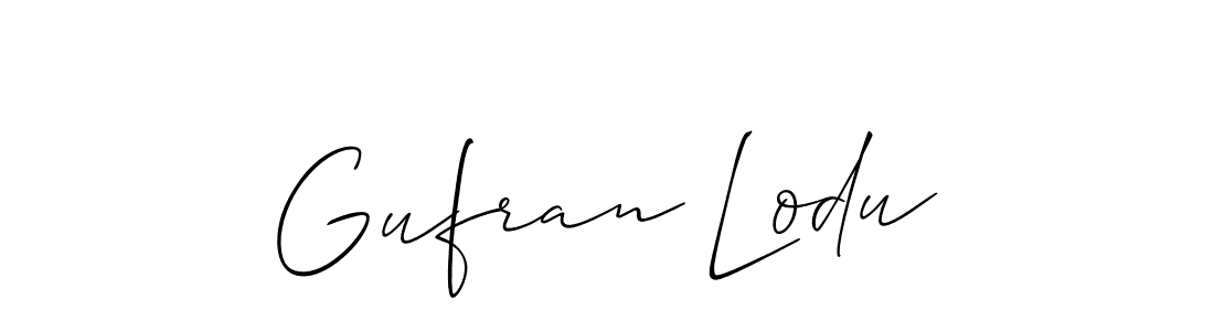 Make a short Gufran Lodu signature style. Manage your documents anywhere anytime using Allison_Script. Create and add eSignatures, submit forms, share and send files easily. Gufran Lodu signature style 2 images and pictures png