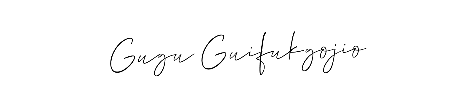 This is the best signature style for the Gugu Guifukgojio name. Also you like these signature font (Allison_Script). Mix name signature. Gugu Guifukgojio signature style 2 images and pictures png