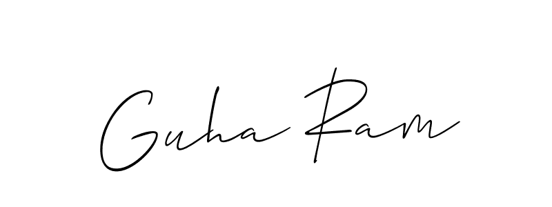 Design your own signature with our free online signature maker. With this signature software, you can create a handwritten (Allison_Script) signature for name Guha Ram. Guha Ram signature style 2 images and pictures png