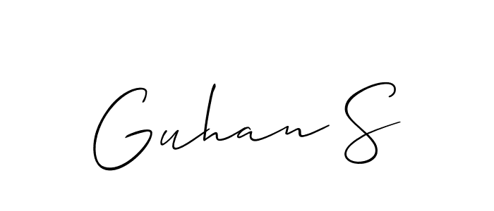 Allison_Script is a professional signature style that is perfect for those who want to add a touch of class to their signature. It is also a great choice for those who want to make their signature more unique. Get Guhan S name to fancy signature for free. Guhan S signature style 2 images and pictures png