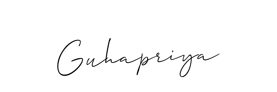 You should practise on your own different ways (Allison_Script) to write your name (Guhapriya) in signature. don't let someone else do it for you. Guhapriya signature style 2 images and pictures png