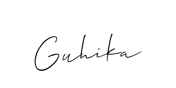 The best way (Allison_Script) to make a short signature is to pick only two or three words in your name. The name Guhika include a total of six letters. For converting this name. Guhika signature style 2 images and pictures png