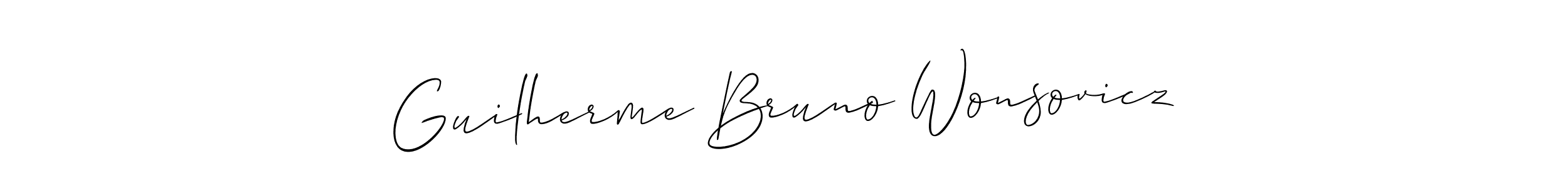 This is the best signature style for the Guilherme Bruno Wonsovicz name. Also you like these signature font (Allison_Script). Mix name signature. Guilherme Bruno Wonsovicz signature style 2 images and pictures png