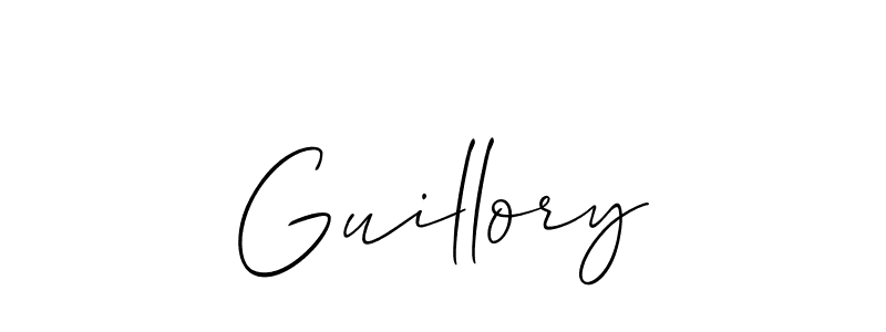 Design your own signature with our free online signature maker. With this signature software, you can create a handwritten (Allison_Script) signature for name Guillory. Guillory signature style 2 images and pictures png