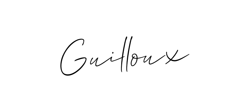 How to make Guilloux name signature. Use Allison_Script style for creating short signs online. This is the latest handwritten sign. Guilloux signature style 2 images and pictures png