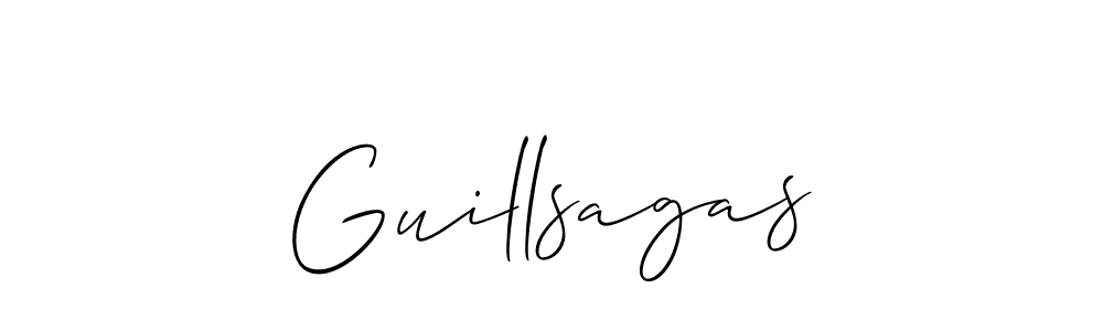 How to Draw Guillsagas signature style? Allison_Script is a latest design signature styles for name Guillsagas. Guillsagas signature style 2 images and pictures png