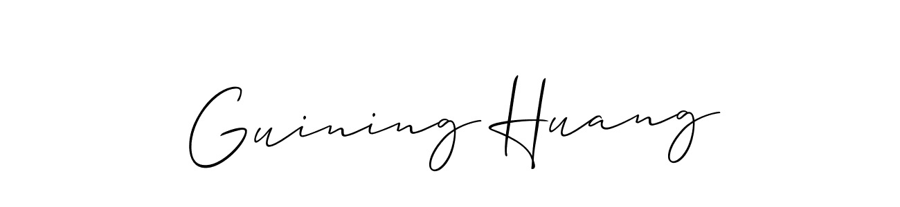 The best way (Allison_Script) to make a short signature is to pick only two or three words in your name. The name Guining Huang include a total of six letters. For converting this name. Guining Huang signature style 2 images and pictures png
