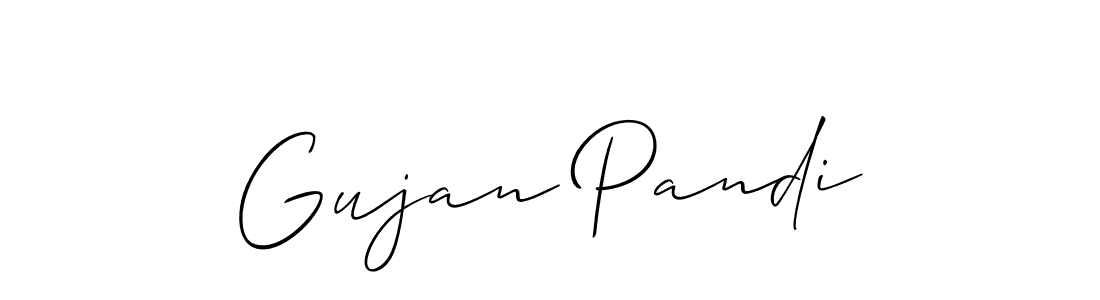 The best way (Allison_Script) to make a short signature is to pick only two or three words in your name. The name Gujan Pandi include a total of six letters. For converting this name. Gujan Pandi signature style 2 images and pictures png