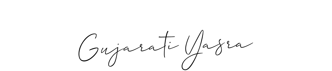 Use a signature maker to create a handwritten signature online. With this signature software, you can design (Allison_Script) your own signature for name Gujarati Yasra. Gujarati Yasra signature style 2 images and pictures png