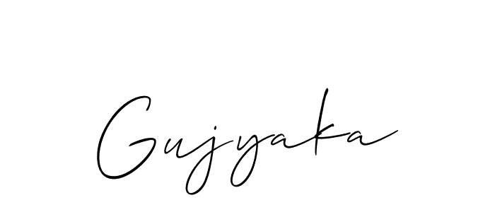 if you are searching for the best signature style for your name Gujyaka. so please give up your signature search. here we have designed multiple signature styles  using Allison_Script. Gujyaka signature style 2 images and pictures png