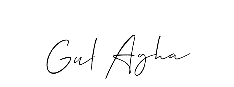 Also You can easily find your signature by using the search form. We will create Gul Agha name handwritten signature images for you free of cost using Allison_Script sign style. Gul Agha signature style 2 images and pictures png
