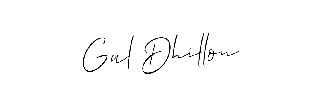 How to make Gul Dhillon name signature. Use Allison_Script style for creating short signs online. This is the latest handwritten sign. Gul Dhillon signature style 2 images and pictures png