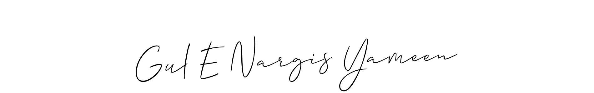 Make a short Gul E Nargis Yameen signature style. Manage your documents anywhere anytime using Allison_Script. Create and add eSignatures, submit forms, share and send files easily. Gul E Nargis Yameen signature style 2 images and pictures png