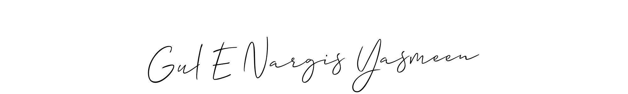 Allison_Script is a professional signature style that is perfect for those who want to add a touch of class to their signature. It is also a great choice for those who want to make their signature more unique. Get Gul E Nargis Yasmeen name to fancy signature for free. Gul E Nargis Yasmeen signature style 2 images and pictures png