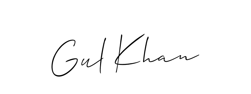 Allison_Script is a professional signature style that is perfect for those who want to add a touch of class to their signature. It is also a great choice for those who want to make their signature more unique. Get Gul Khan name to fancy signature for free. Gul Khan signature style 2 images and pictures png