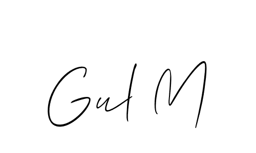 Allison_Script is a professional signature style that is perfect for those who want to add a touch of class to their signature. It is also a great choice for those who want to make their signature more unique. Get Gul M name to fancy signature for free. Gul M signature style 2 images and pictures png