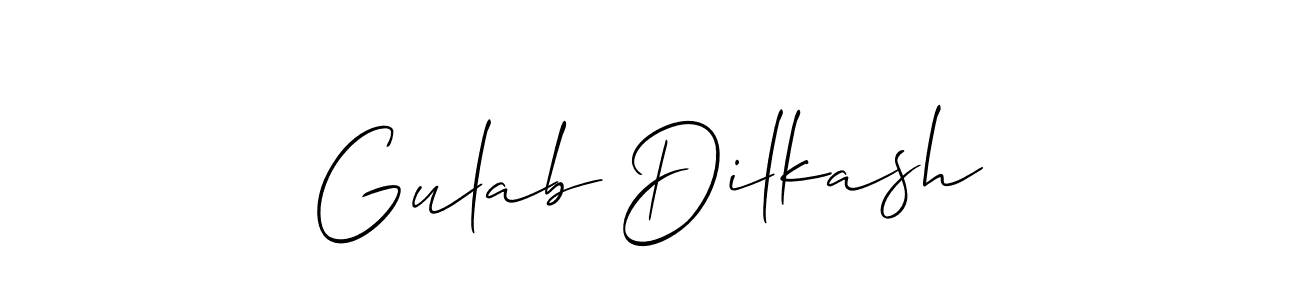 if you are searching for the best signature style for your name Gulab Dilkash. so please give up your signature search. here we have designed multiple signature styles  using Allison_Script. Gulab Dilkash signature style 2 images and pictures png