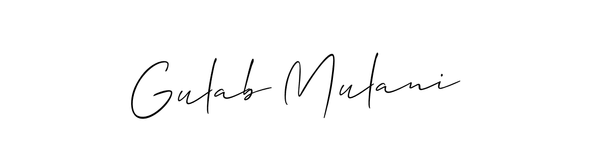 Make a beautiful signature design for name Gulab Mulani. With this signature (Allison_Script) style, you can create a handwritten signature for free. Gulab Mulani signature style 2 images and pictures png