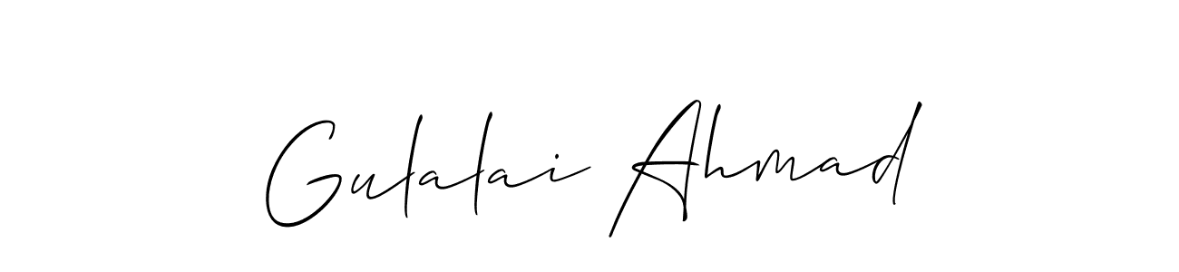You should practise on your own different ways (Allison_Script) to write your name (Gulalai Ahmad) in signature. don't let someone else do it for you. Gulalai Ahmad signature style 2 images and pictures png