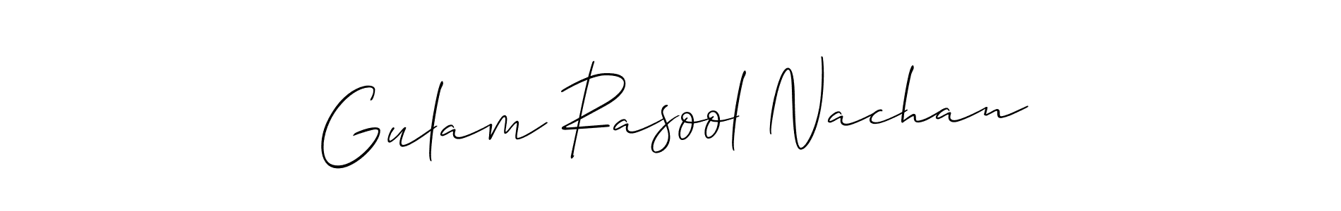 Also You can easily find your signature by using the search form. We will create Gulam Rasool Nachan name handwritten signature images for you free of cost using Allison_Script sign style. Gulam Rasool Nachan signature style 2 images and pictures png