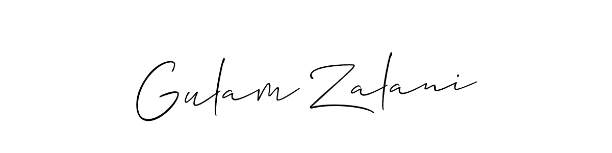 How to make Gulam Zalani name signature. Use Allison_Script style for creating short signs online. This is the latest handwritten sign. Gulam Zalani signature style 2 images and pictures png