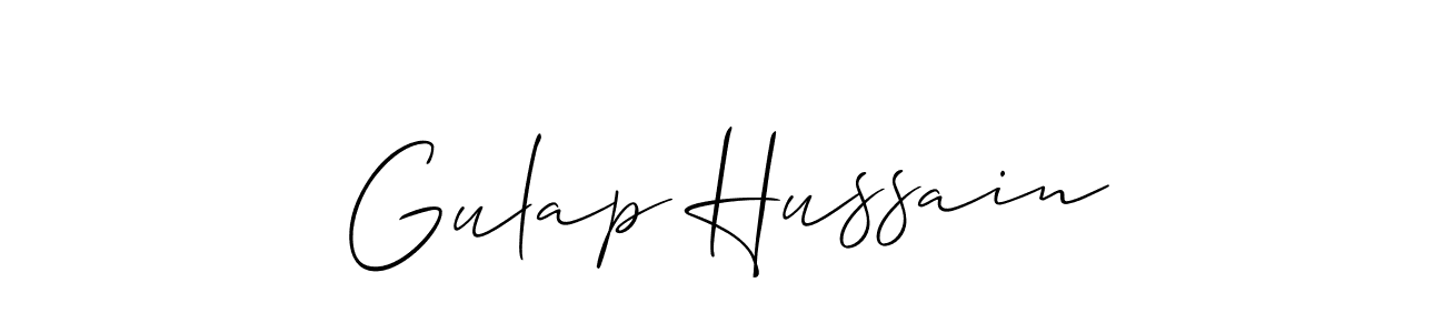 Use a signature maker to create a handwritten signature online. With this signature software, you can design (Allison_Script) your own signature for name Gulap Hussain. Gulap Hussain signature style 2 images and pictures png