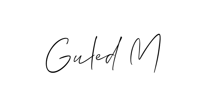 Create a beautiful signature design for name Guled M. With this signature (Allison_Script) fonts, you can make a handwritten signature for free. Guled M signature style 2 images and pictures png