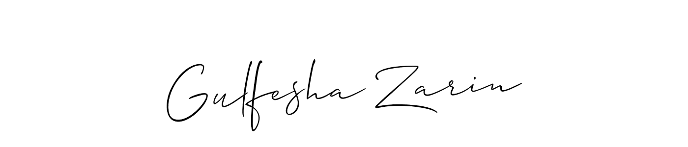 The best way (Allison_Script) to make a short signature is to pick only two or three words in your name. The name Gulfesha Zarin include a total of six letters. For converting this name. Gulfesha Zarin signature style 2 images and pictures png