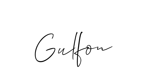 Also You can easily find your signature by using the search form. We will create Gulfon name handwritten signature images for you free of cost using Allison_Script sign style. Gulfon signature style 2 images and pictures png