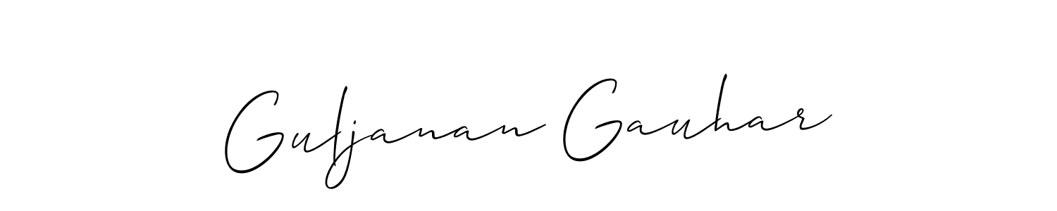 The best way (Allison_Script) to make a short signature is to pick only two or three words in your name. The name Guljanan Gauhar include a total of six letters. For converting this name. Guljanan Gauhar signature style 2 images and pictures png